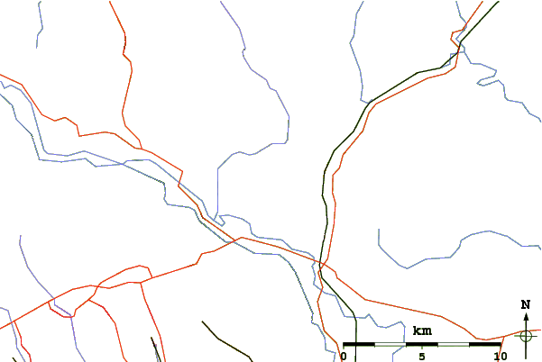 Roads and rivers around Sugar Loaf Mountain (Wales)