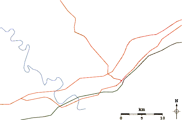 Roads and rivers around Sugarloaf Mountain (Rowan County, Kentucky)