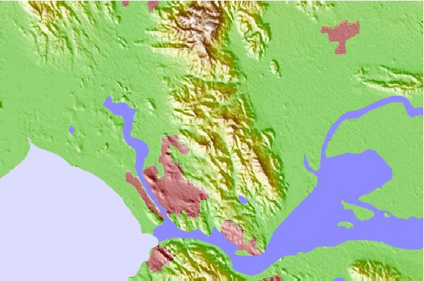 Surf breaks located close to Sulfur Springs Mountain