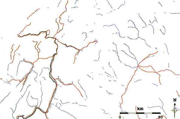 Roads and rivers around Sulitjelma