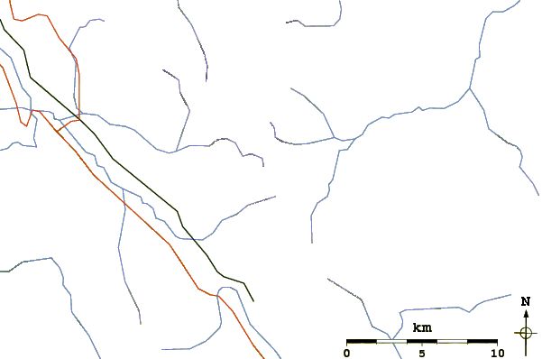 Roads and rivers around Sutton Peak (Sutton Range)