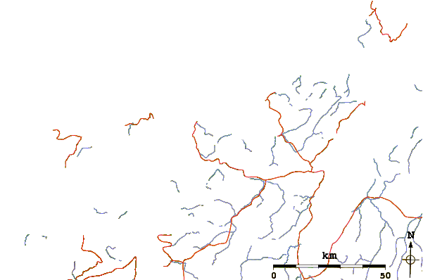 Roads and rivers around Svartfjellet, Kvaløya