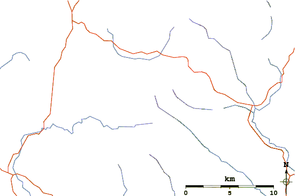 Roads and rivers around Table Mountain, County Wicklow