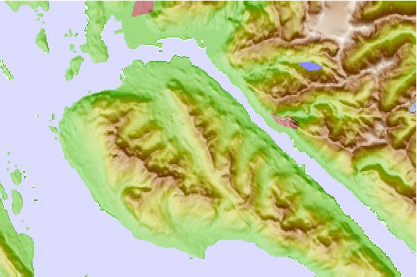 Surf breaks located close to Table Top Mountain (Juneau, Alaska)