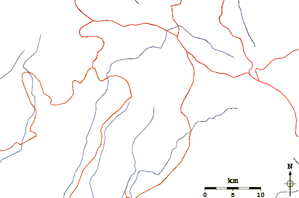 Roads and rivers around Tacana