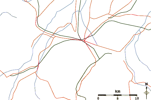 Roads and rivers around Tâmpa, Braşov