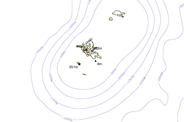 Mountain peaks around Tanga Islands