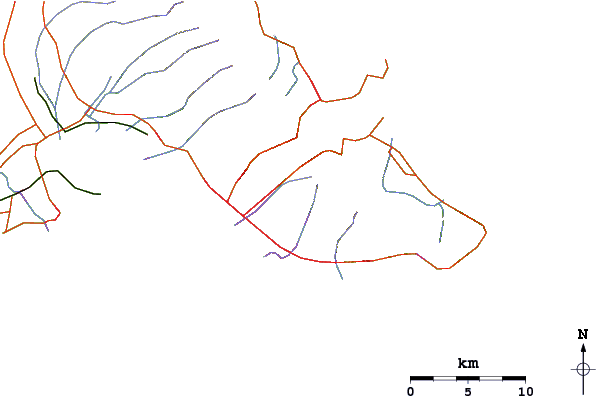 Roads and rivers around Tantalus (Oahu)