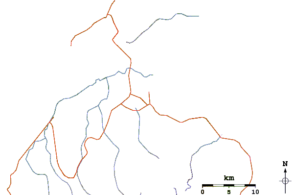 Roads and rivers around Tarakan (volcano)