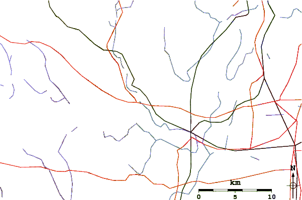 Roads and rivers around Tekoa Mountain