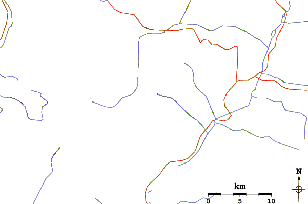 Roads and rivers around Thapa Peak