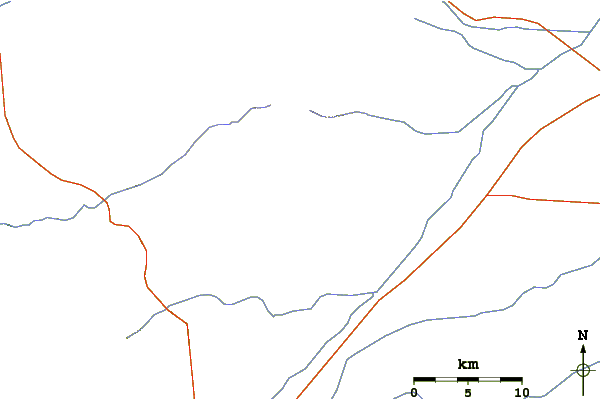 Roads and rivers around The Barrier (volcano)