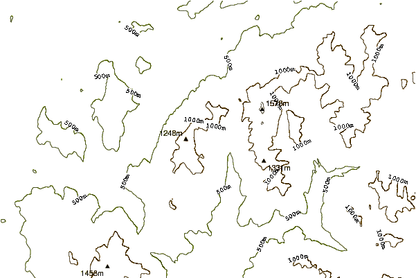 Mountain peaks around The Cannon Balls