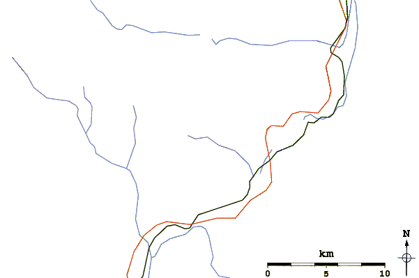 Roads and rivers around The Castle (volcano)