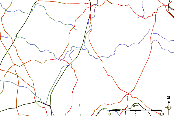 Roads and rivers around The Cloud (Peak District)