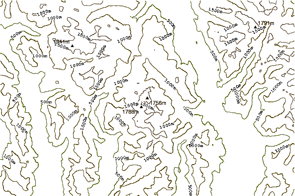 Mountain peaks around The Thumb (mountain)