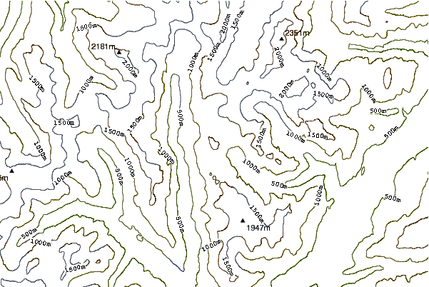 Mountain peaks around The Volcano (British Columbia)