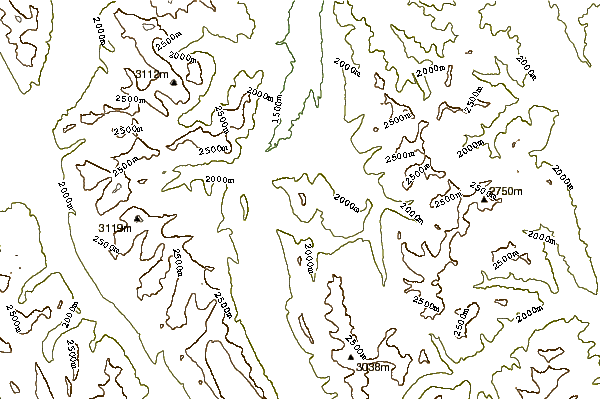 Mountain peaks around The Wedge (Alberta)