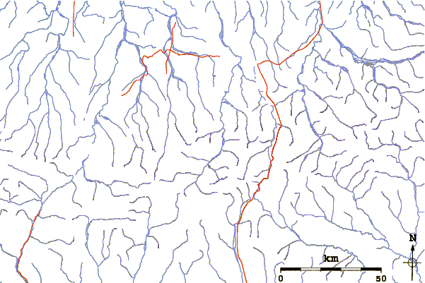 Roads and rivers around Thibedeau Mountain