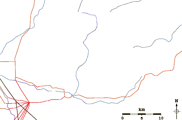 Roads and rivers around Thimble Peak