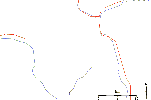 Roads and rivers around Thompson Peak (Idaho)