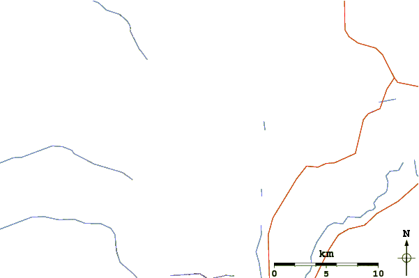 Roads and rivers around Thor Peak (Wyoming)