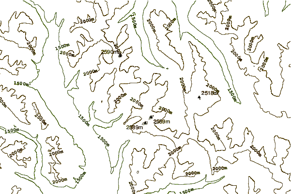 Mountain peaks around Three Lakes Ridge