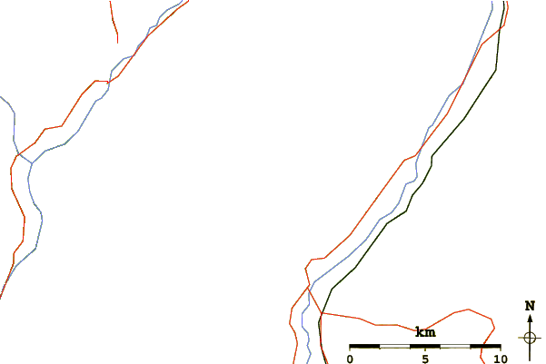 Roads and rivers around Three Sisters (Elk Valley)