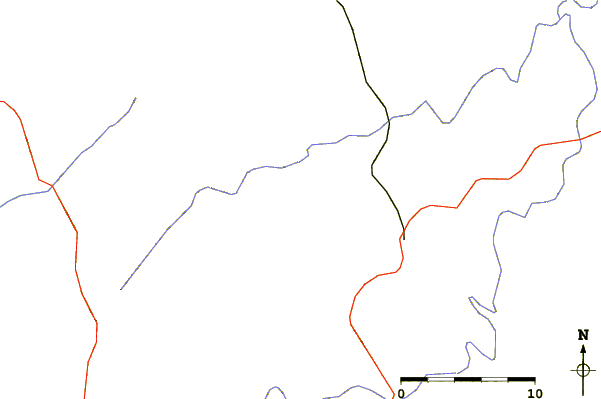 Roads and rivers around Three Top Mountain (North Carolina)