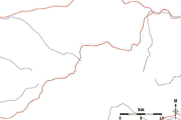 Roads and rivers around Thunder Mountain (California)