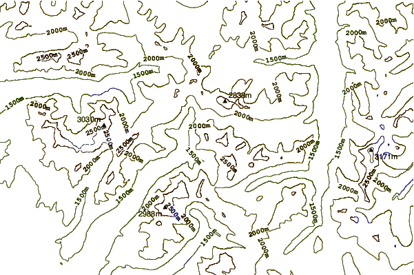 Mountain peaks around Thunderbird Mountain