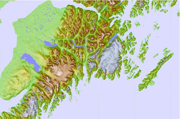 Surf breaks located close to Tiehacker Mountain