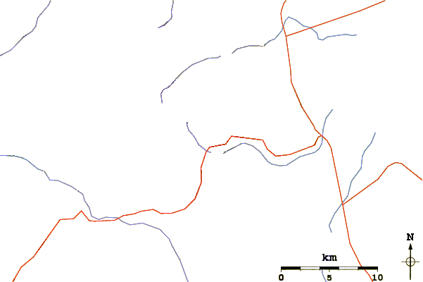 Roads and rivers around Tioga Peak