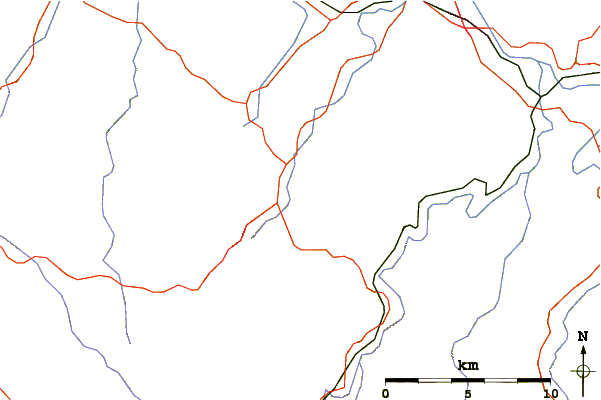 Roads and rivers around Tokarnia (peak)