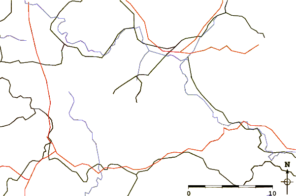 Roads and rivers around Töpfer (hill)