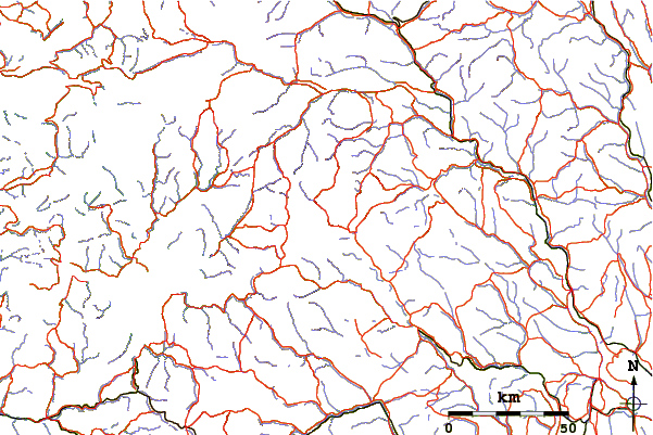 Roads and rivers around Torfinnstindene