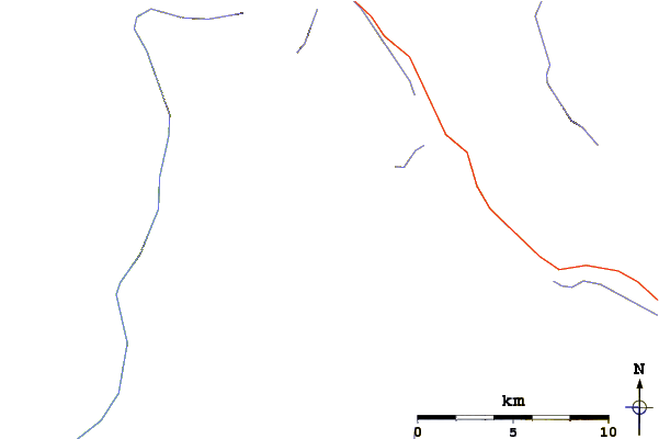 Roads and rivers around Trapper Peak (Canada)