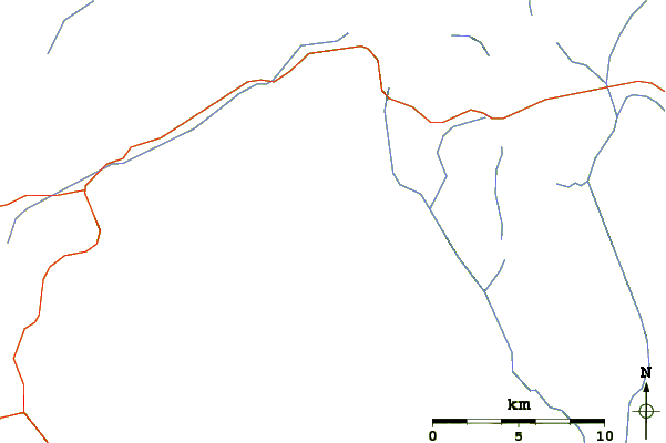 Roads and rivers around Traveler Mountain