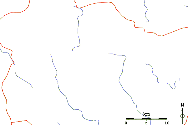 Roads and rivers around Tray Mountain