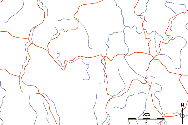 Roads and rivers around Tres Picachos