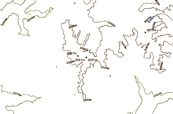 Mountain peaks around Triple Divide Peak (Madera County, California)