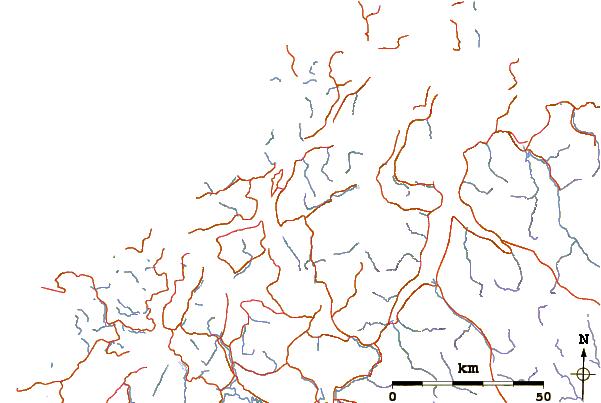 Roads and rivers around Tromsdalstinden