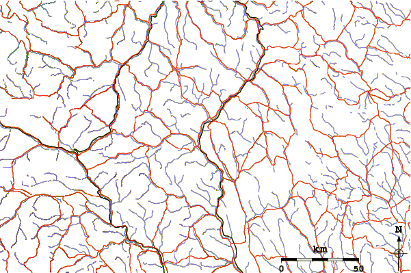 Roads and rivers around Tronfjell