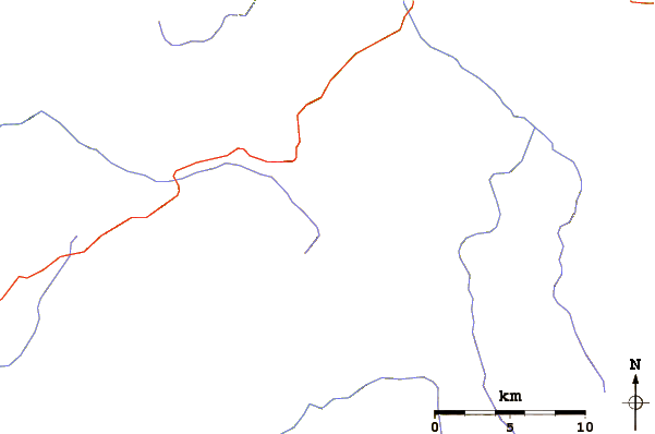 Roads and rivers around Tryon Peak