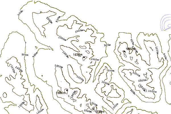 Mountain peaks around Tsitika Mountain