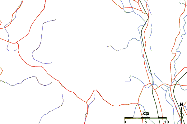 Roads and rivers around Tsubakuro Dake or Mt Tsubakuro