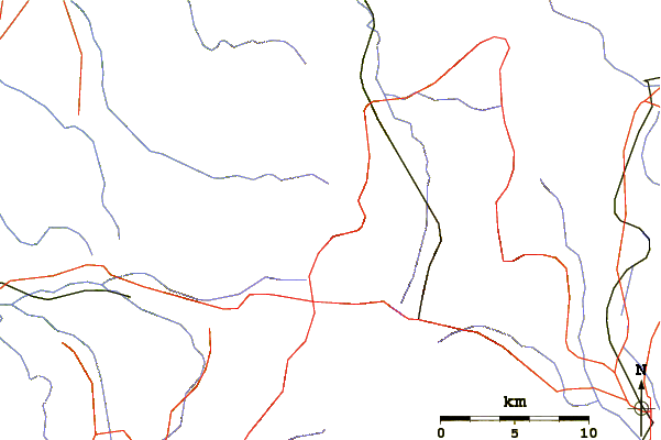 Roads and rivers around Tsurugi Dake or Mt Tsurugi