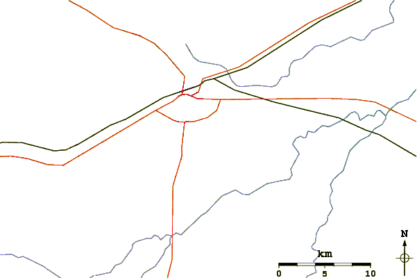 Roads and rivers around Tucumcari Mountain