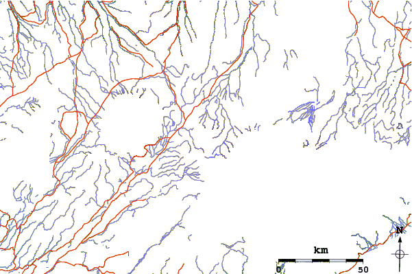 Roads and rivers around Tungnafellsjokull