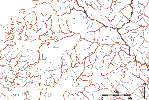 Roads and rivers around Tverrådalskyrkja